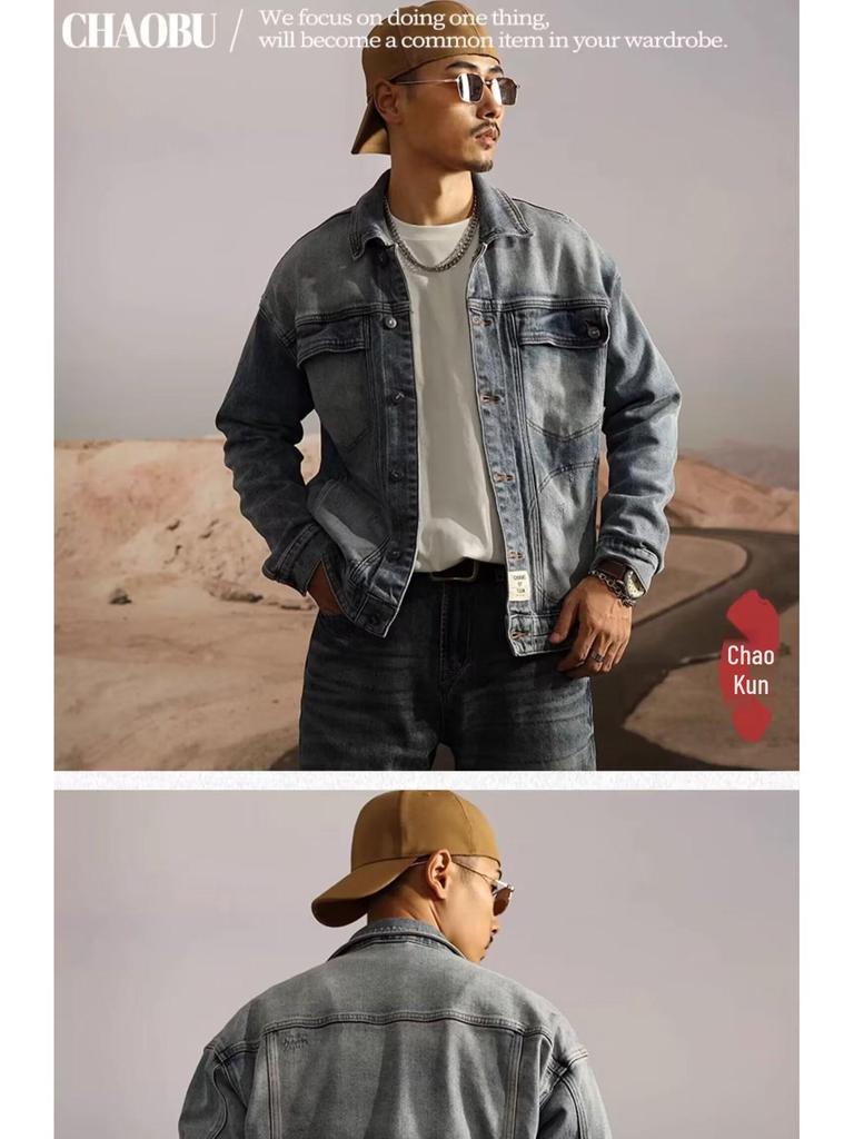 Men's Retro Japanese Slim Fit Denim Jacket 2024 - Heavyweight Washed Casual Autumn Style