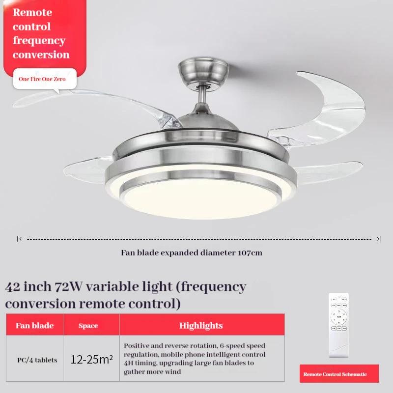 220V Invisible Ceiling Fan Lamps Bedroom Living Room Dining Room Study LED Modern And Minimalist Household Pendant Light