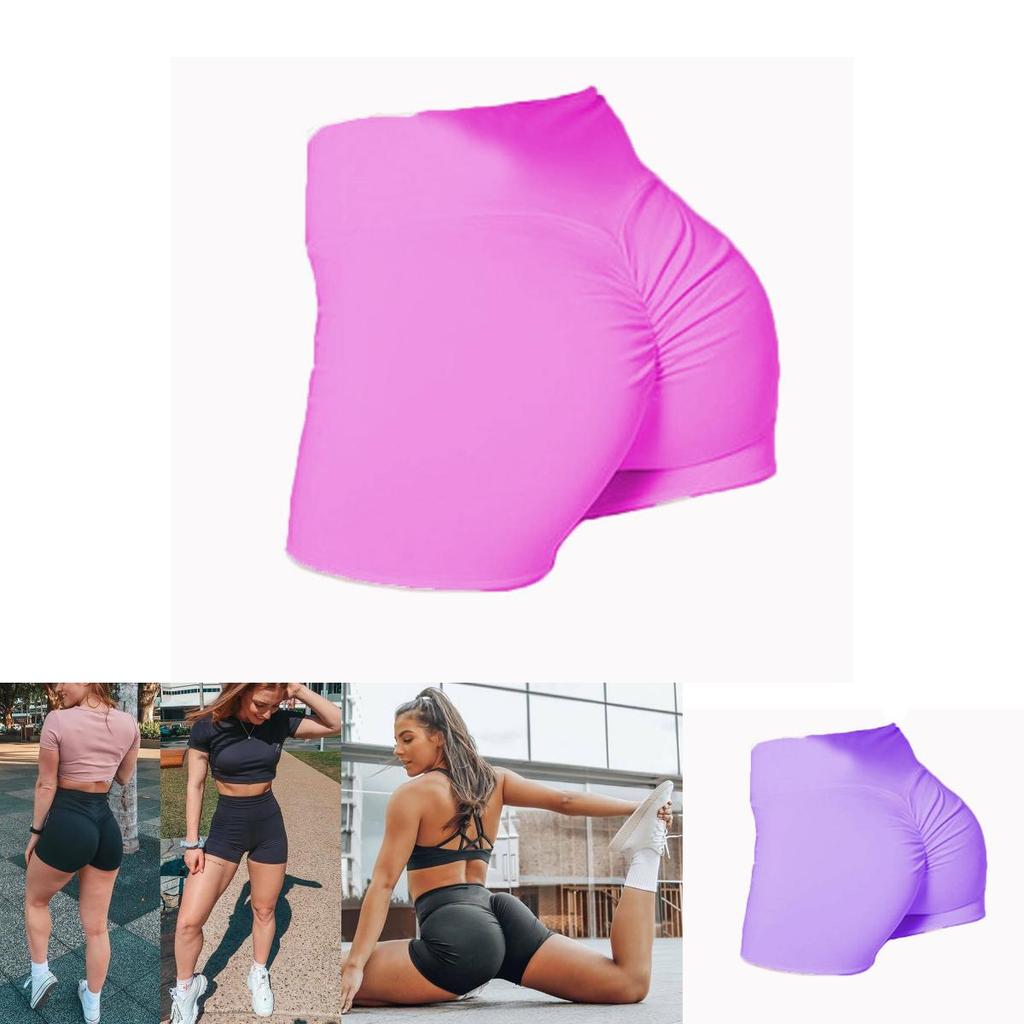 High Waist Yoga Shorts With Push Up Ruched Design For Gym Workouts**