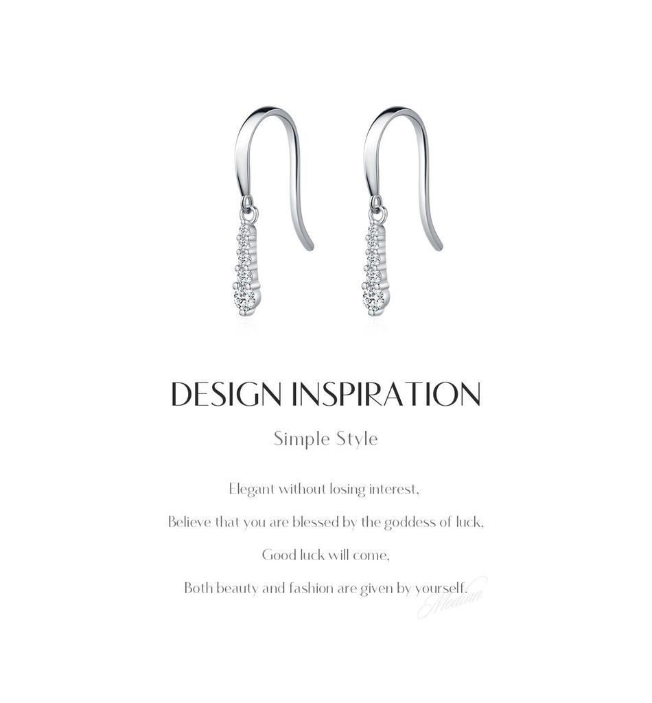 MODIAN D-Color Moissanite Water Drop S925 Silver Earrings, Elegant Paved Diamond Ear Hooks for Women