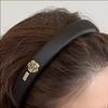 Elegant Sponge Headbands for Women Simple Pearl Camellia Headband Black White Hairband Girls Hair Accessories Headwear