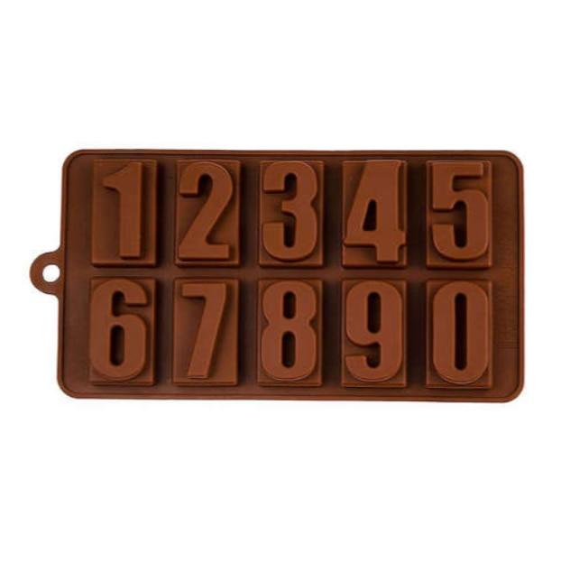 TopBazar Silicone Chocolate Mold Numbers 10x20cm Brown Baking Tool