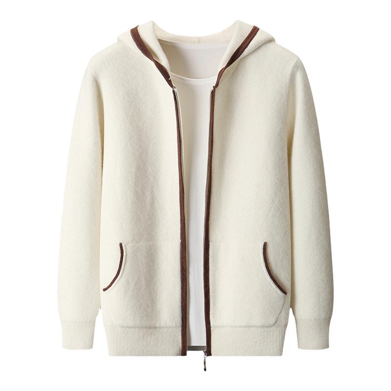 Men's Autumn/Winter Cashmere Knit Hoodie: Casual Zipper Cardigan