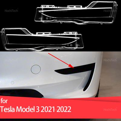 Car Transparent Glass Lamp Front Foglight Foglamp Cover Shell Fog Lampshade Replacement for Tesla Model 3 2021 2022 Accessories