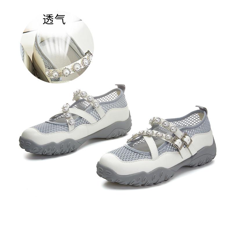 

Women s Pearl Mary Jane Shoes Summer Platform Height-Enhancing Shoes Casual Versatile Breathable Flats 40