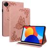 For Xiaomi Redmi Pad SE 4G 8.7 inch Case Butterfly Flower Imprint PU Leather Tablet Cover with Card Slots