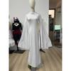Specter Costume Women Adult Specter Costume White Backless Dress with Mask for Halloween Party Cosplay