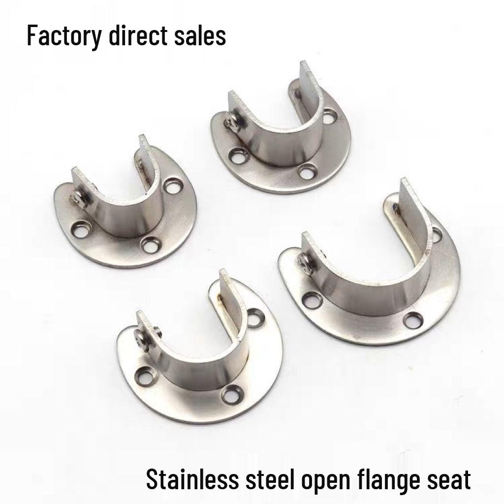 304 Stainless Steel Open Flange Clothes Drying Pole Base Wardrobe Round Tube