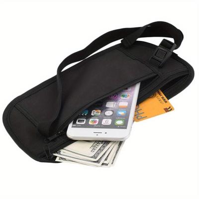 1 Stück Geldgürtel, Reisetasche, Geldgürtel für unterwegs, schmaler Reise-Geldgürtel unter der Kleidung, Geldbeutel mit Reißverschluss für Bargeld
