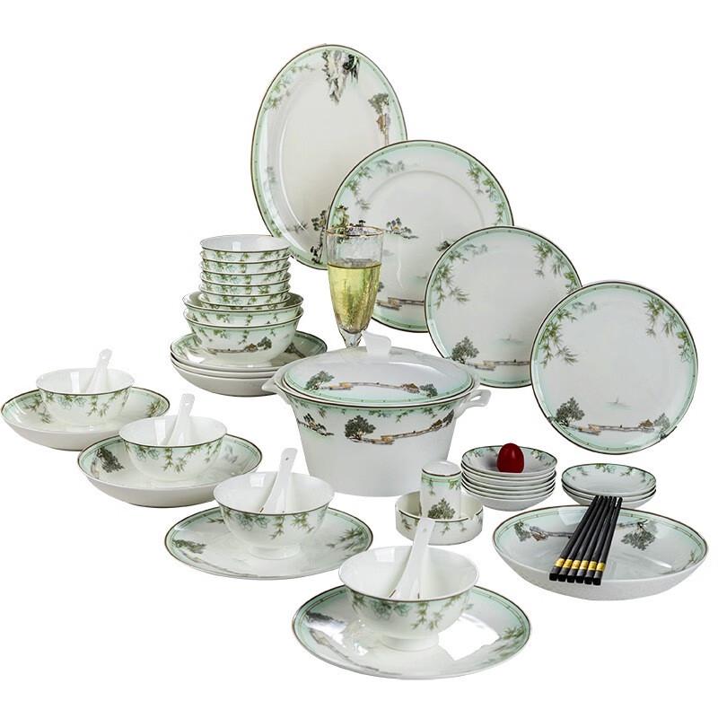Qianhua Zhike 58-Piece Ceramic Dinnerware Gift Set