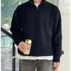 Korean Stand Collar Knitted Pullovers Autumn Winter Fashionable Zipper Men's Solid Color Casual Basic Loose Sweaters