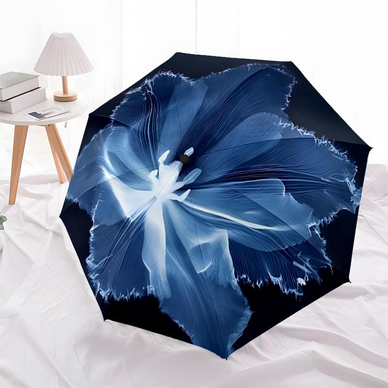 1pc Floral Bloom Automatic Open/close Folding Compact Umbrella, 8-Rib Sturdy Canopy, Lightweight Portable, Everyday Use, Gift, Outdoor Umbrella, Trave
