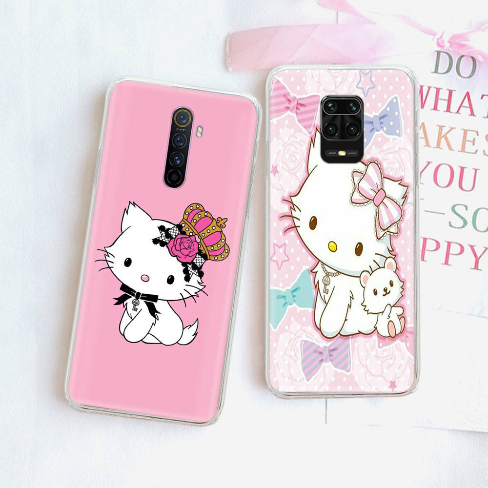 JZ25Cat Sanrio Transparent Case for Samsung A04 A14 A23 M33 M53 Realme 10 9 C35 C55 VIVO Y02 X80 Infinix Hot 30 Note 11 Tecno Spark 8P Pro