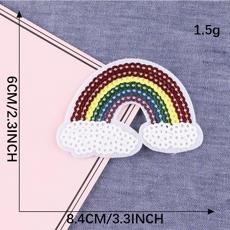Large Cartoon Rainbow Sequin Patch for Clothing, Hats, and Accessories
