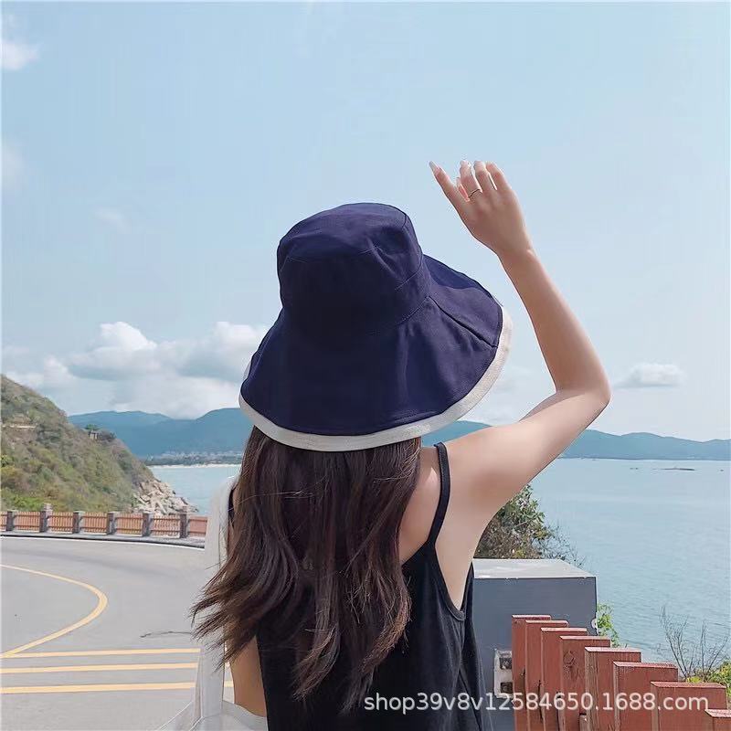 

Шляпа весенне-летняя двухсторонняя шляпа с большим козырьком, солнцезащитная шляпа для женщин, универсальная, для знаменитостей из Интернета, с защитой от ультрафиолета, пляжная шляпа от солнца one size fits all темно-синий