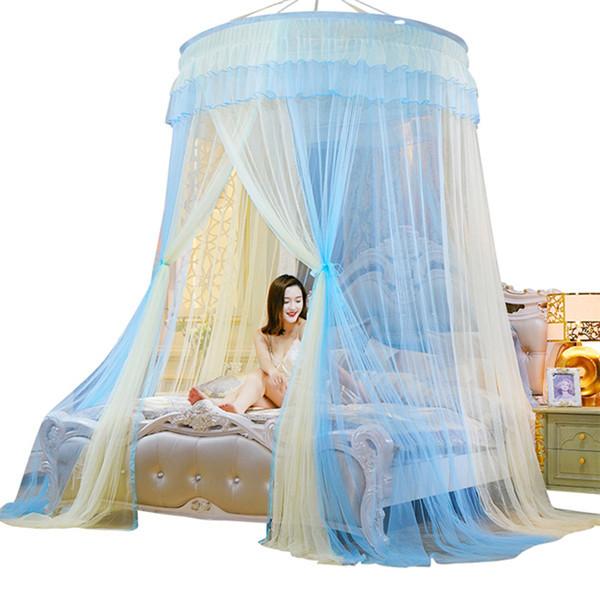 Romantic Princess Dome Mosquito Net Gradient Double Colors Lace Bed Canopy Three-door Hanging Bed Net