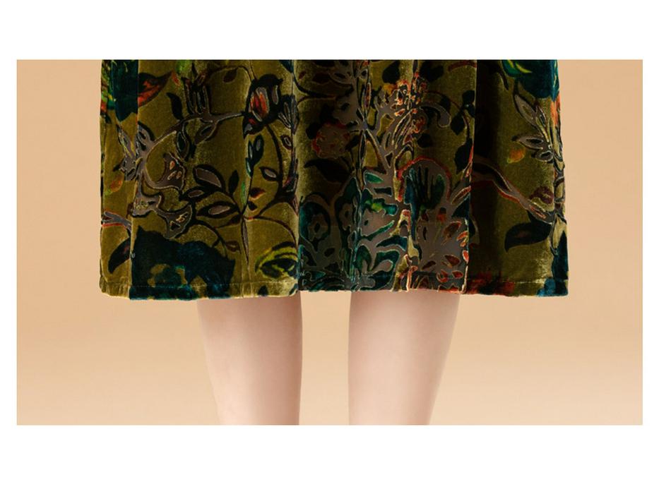 Rochie Slim Hangzhou Real Velvet - Nou Primăvară/Toamnă 2024 Fustă Flock din Mătase de Dud pentru Femei