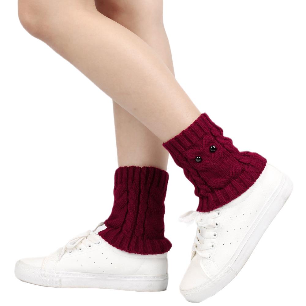 Cozy Japan-Korea Owl Woolen Ankle Warmers: Warm & Cold-Proof Knitted Boot Cuffs