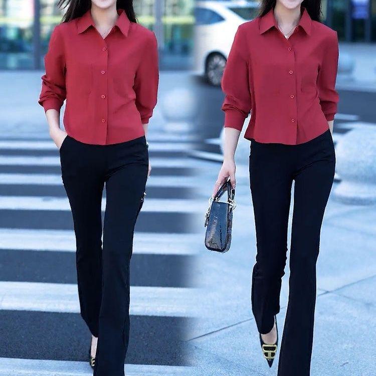 Women's Fashion Slim-Fit Long Sleeve Blouse - Early Autumn 2024