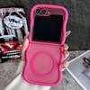 Stylish Big Wave Magnetic Matte Case For Samsung Galaxy Z Flip 3 4 5 6 5G ZFlip5 Flip6 5G Translucent Frosted Back Cover Funda
