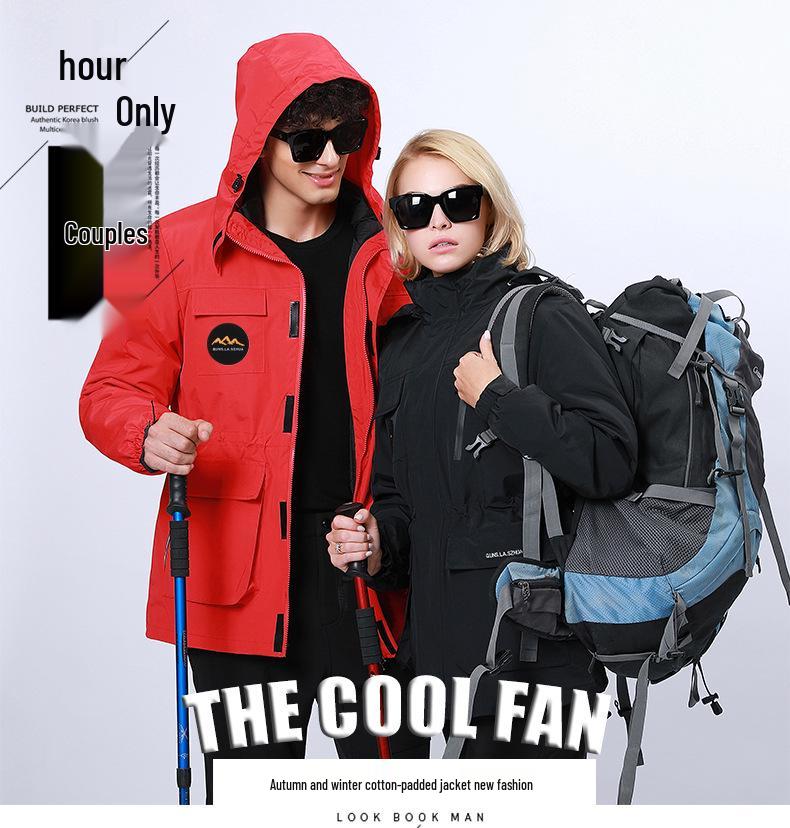 Unisex Übergröße Wasserdichte Winddichte Bergjacke mit Baumwollfutter