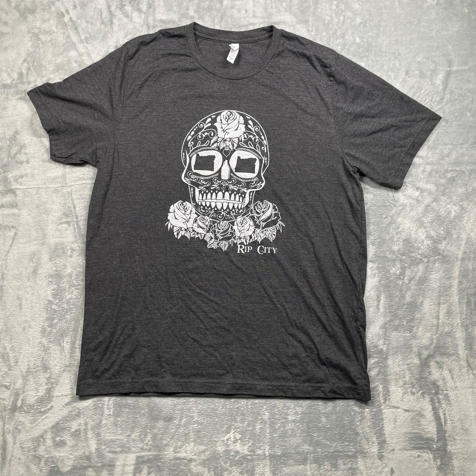 Bella Canvas Dark Gray Rip City Skull Roses Graphic T Shirt Men XL S разноцветный