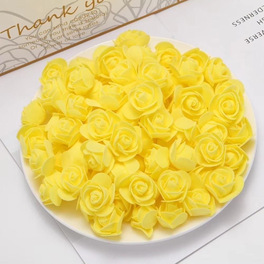 100Pcs Gift 3.5cm Artificial Flowers Handmade Flower Head Artificial Rose Flowers Foam Wreath Making Foam Rose Heads Home Decor