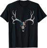 Mule Deer Hunting T-Shirt with American Flag Design On Buck Skull