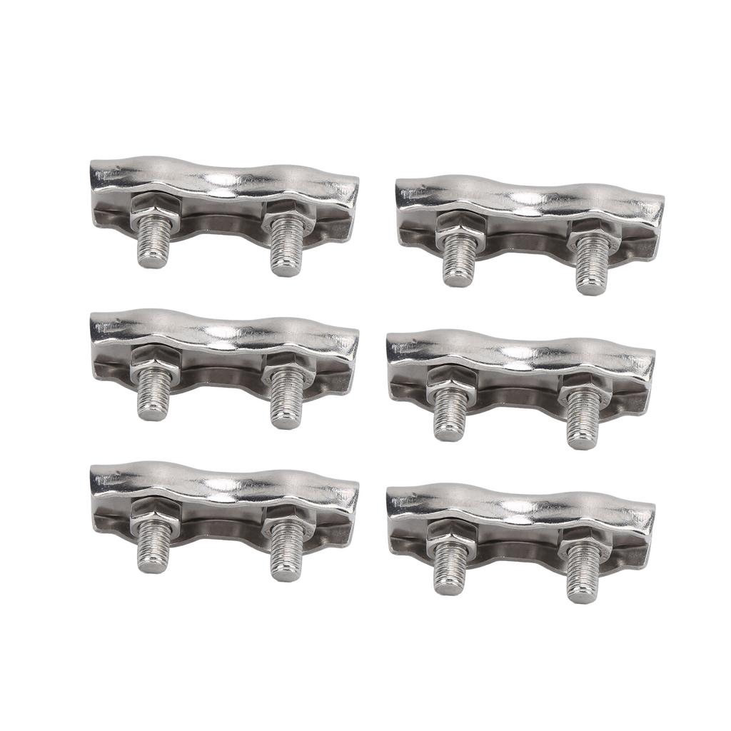6pcs Duplex Wire Rope Clip Cable Clamps Stainless Steel Duplex 2‑Post Cable Clamp for Wire RopeM4