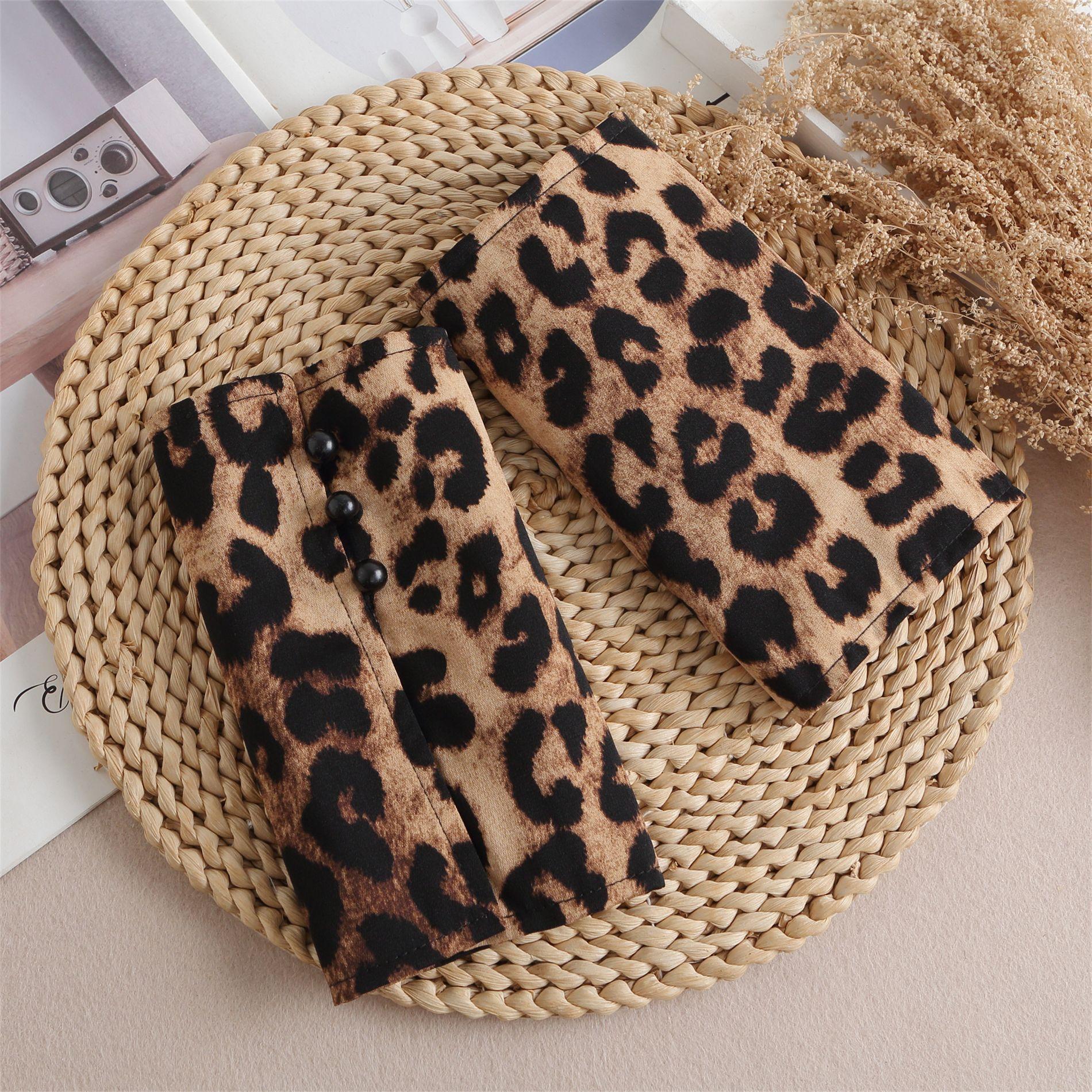 

Леопардовые манжеты Декоративные рукава для девочек-подростков Съемные накладные рукава Накладные манжеты Оборки Браслет Рука Одежда Запястье One Size