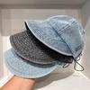 Retro Washed Denim Sun Hats For Women Fashion Wide Brim Adjustable Baseball Caps Casual Outdoor Sun Visors Hat