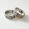 925 Sterling Silver Rings For Women Geometric Fine Jewelry Finger Adjustable Vintage Yellow Flower Ring For Party Birthday Gift