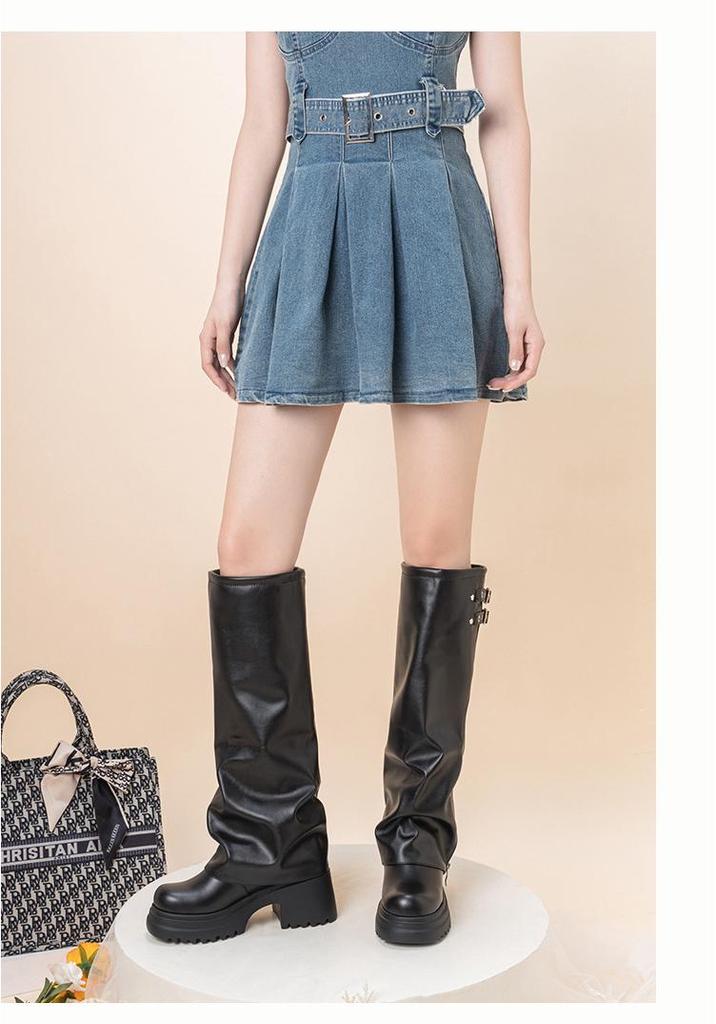 Women's Thick Sole Wide-Leg Over-the-Knee Boots - Autumn/Winter 2026 High-Top, Sweet & Cool Style.