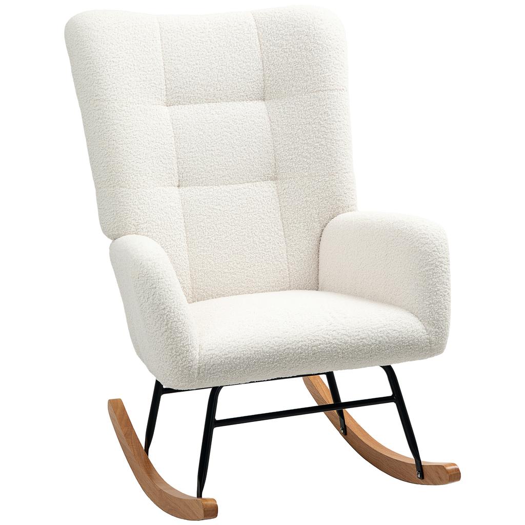 Rocking Chair, Cozy Cover, Thick Padding, Cream White