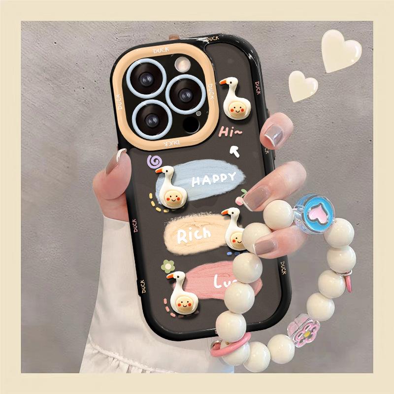 Applicable To Apple 15promax Mobile Phone Case IPhone 13/14plus Pigment Duck Doll Chain 12/11 Women