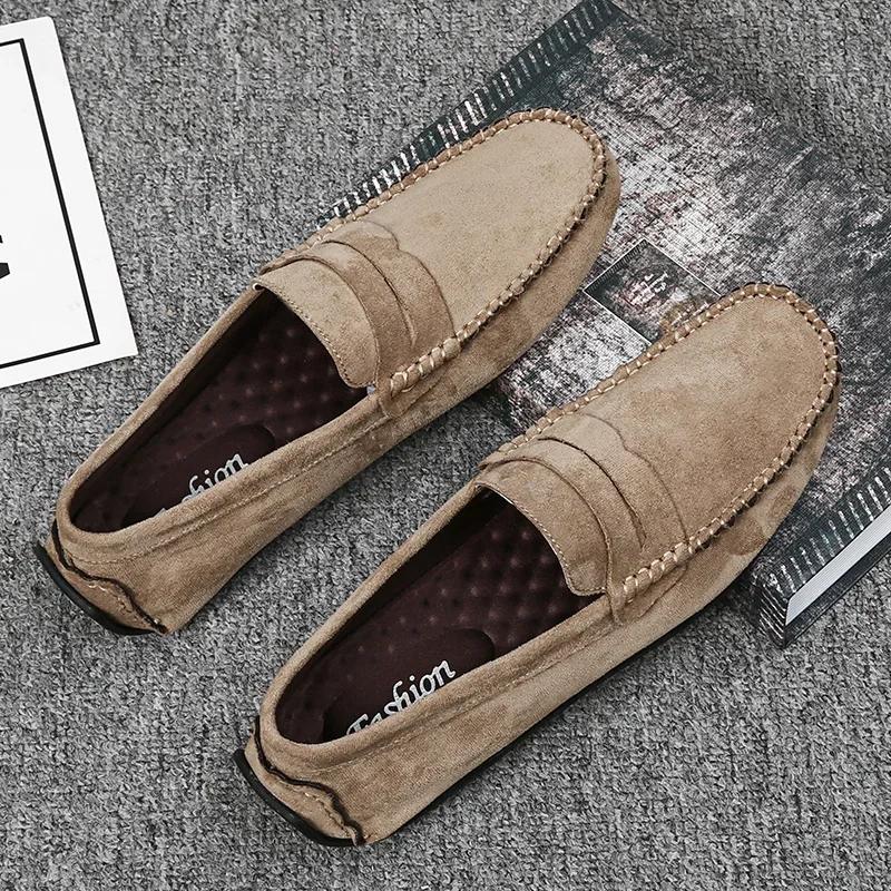 High Quality Men's Casual Shoe Loafers Hand-sewn Slip-on Flat Bottom Trendy All-match Mens Ddriving Shoe Fashion Men Casual Shoe