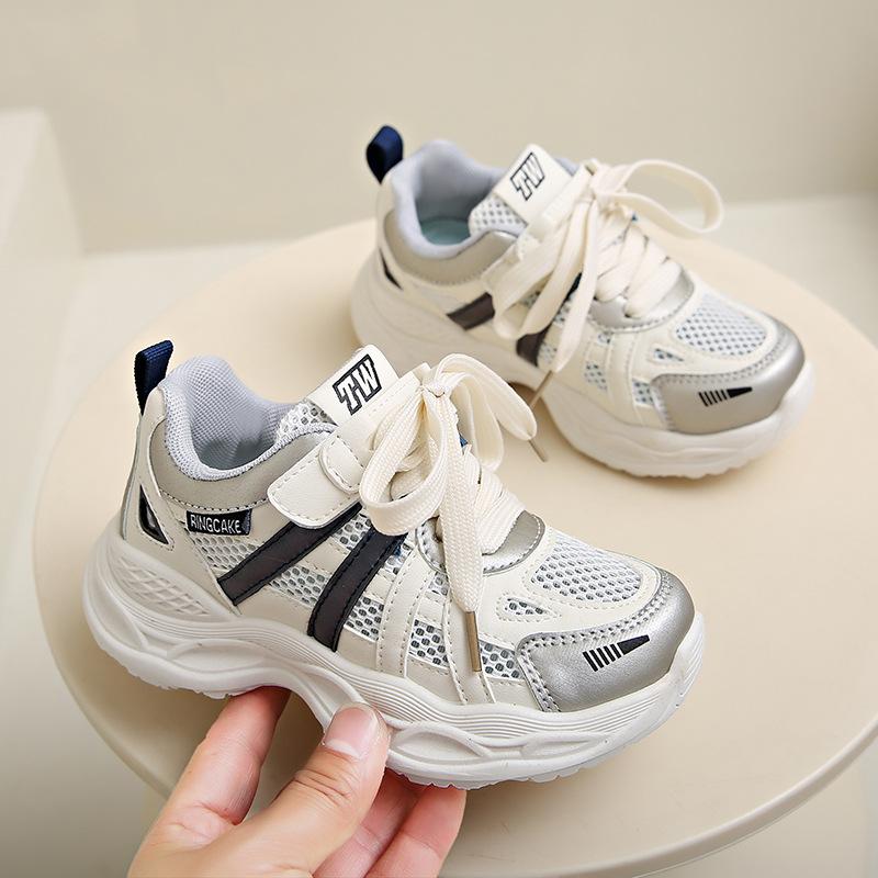 2025 Spring New Children's Dad Shoes Fashionable Versatile Boys Sports Shoes Lightweight Breathable Single Net Girls Running Shoes