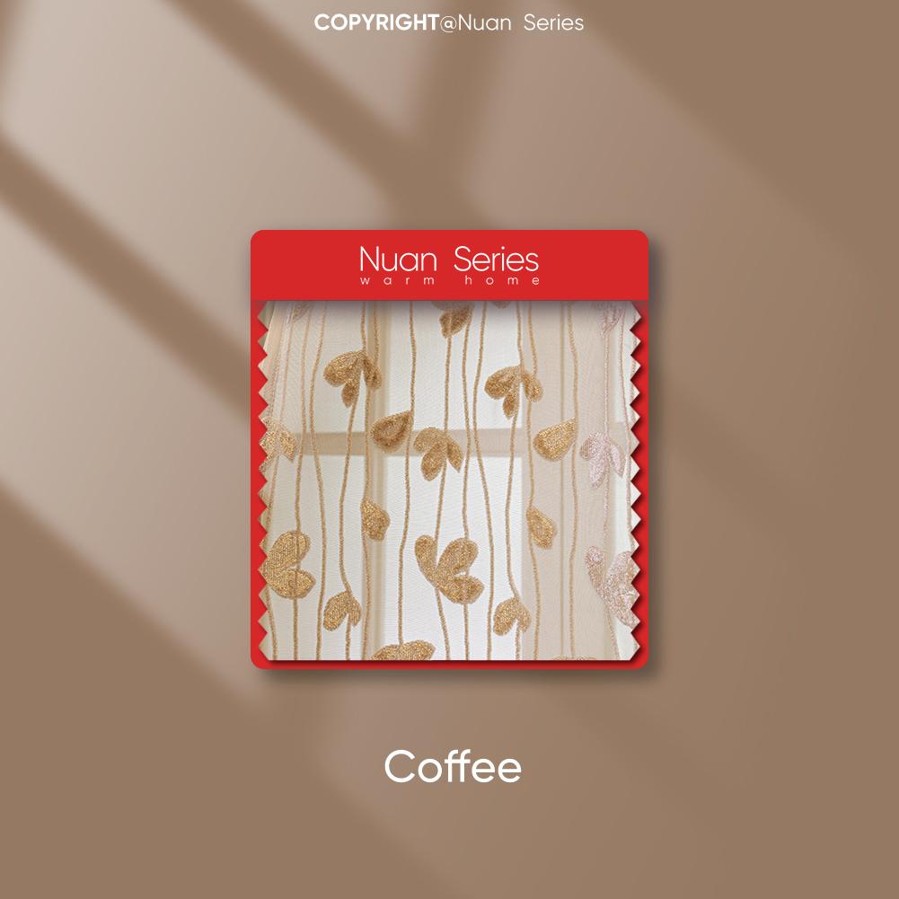 

1PC Nuan Series Elegant 10-20% Shading жакардова м яка тюлева штора для вітальні, спальні, прикраси будинку W100cm x L130cm кавовий