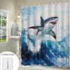 1pc Ocean Shark Shower Curtain 2D Graphic Print Bath Decoration with Bold Great White Shark in Vibrant Ocean Waves Stylish Bathr