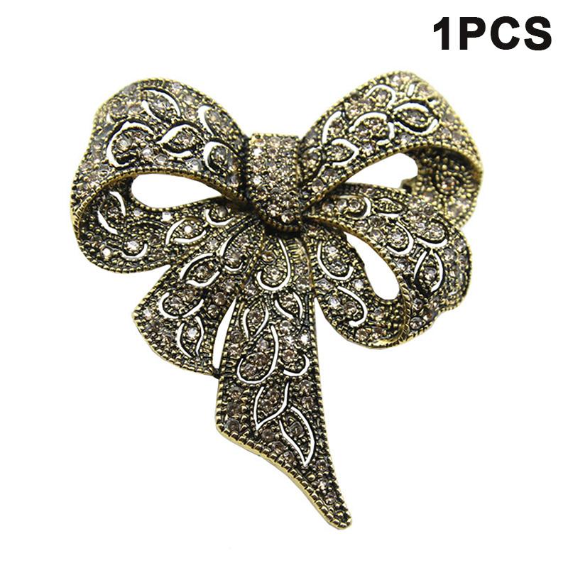 Luxury Rhinestone Bow Brooches For Women Unisex Knot Pins Event Party New Vintage Gifts Backpack Decoration Clothes Accessories