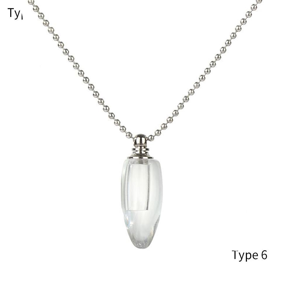 Natural Stone Perfume Bottle Necklace Amethysts Quartz Water Drop Pendant Necklace Crystal Essential Oil Diffuser Vial Jewelry