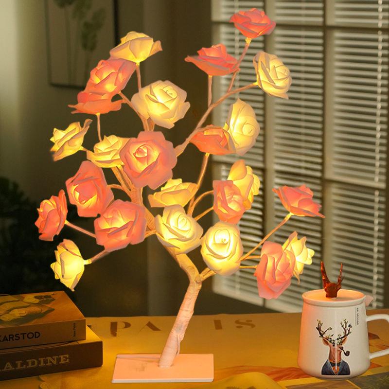USB Remote Control LED Rose Tree Night Light for Bedroom - Perfect As a Birthday Gift.