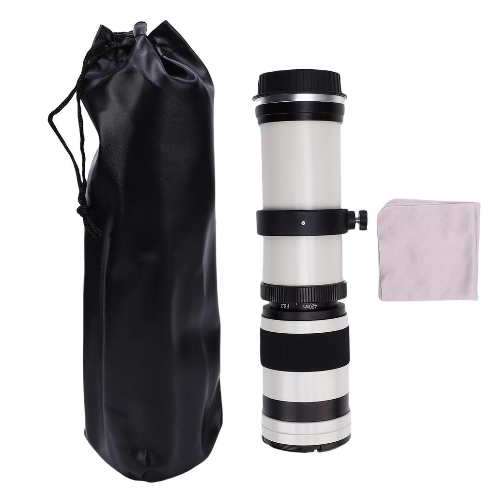 Obiettivo Zoom Teleobiettivo 420 800mm F8.3 Adatto per Fotocamere con Attacco EF EF S Messa a Fuoco Manuale Obiettivo per Fotocamera Lega di Alluminio Vetro Ottico