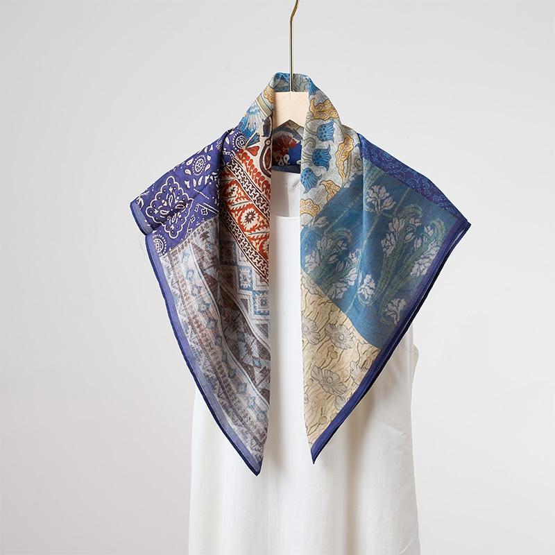 Versatile Printed Lightweight Breathable Women Square Neck Scarf For Spring Summer