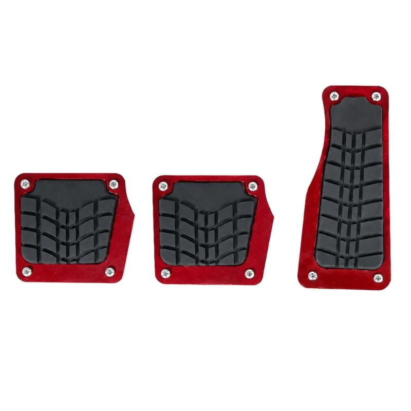 Car Pedal Pads Anti Slip Metal Foot Pad Cover Set for Manual Cars, 3 Piece Non Slip Inserts with Screw Fastened Design for Daily Commuting