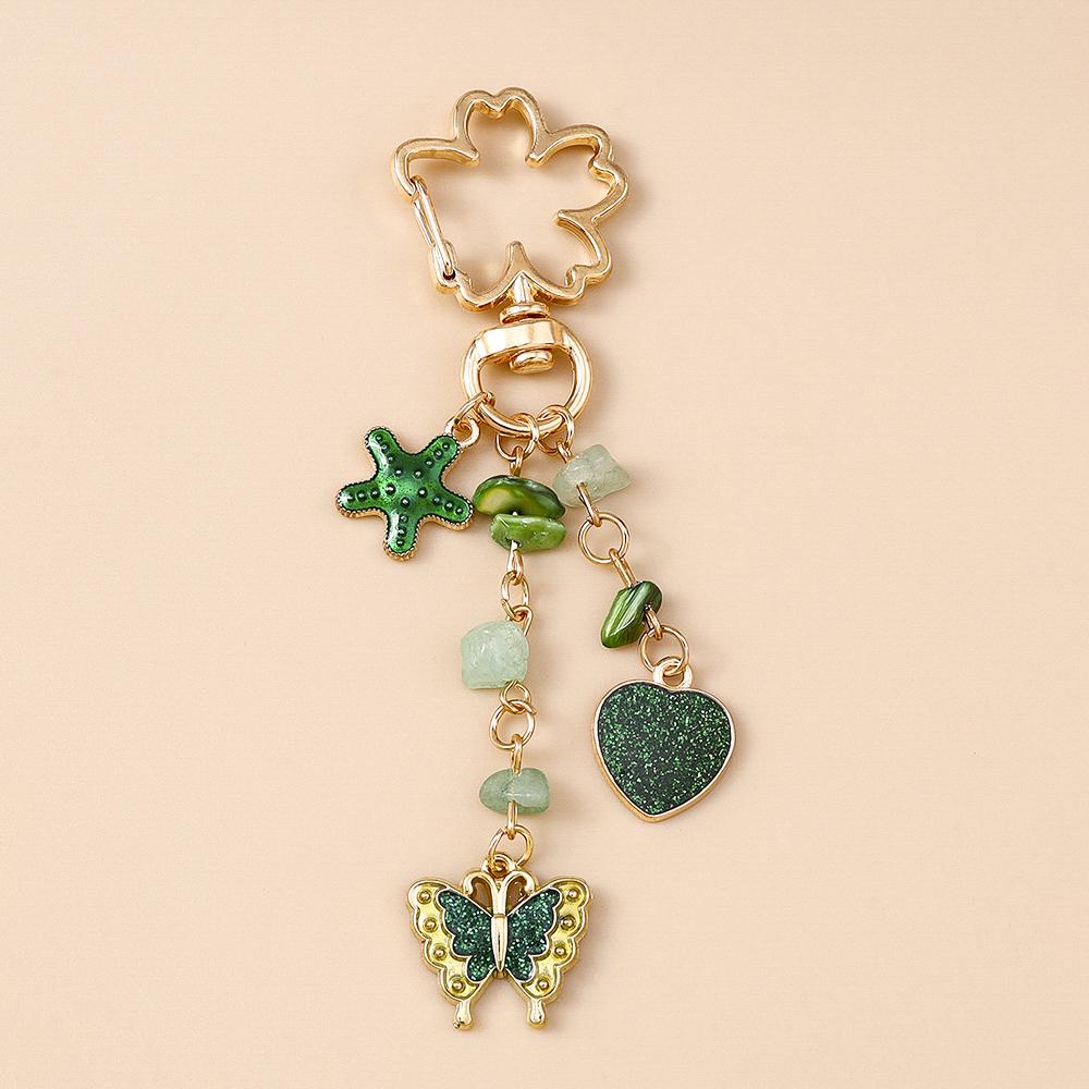 Cute Enamel Flower Butterfly Keychain Women Girls Love Heart Key Ring Pendants Handbag Decor DIY Handmade Jewelry Gifts