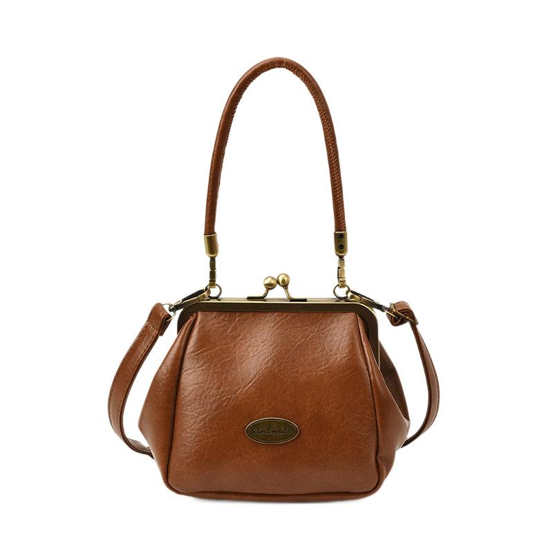 Kleine Vintage Clip-Geldbörse, Geldscheinetui aus weichem Ölwachsleder, Modische Aufbewahrungstasche