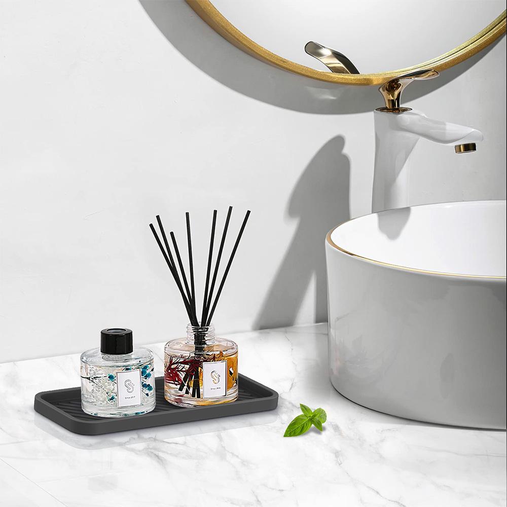 Silicone Drain Tray Soap Pad Bathroom Countertop Storage Tray Draining Pad Kitchen Sink Sponge Holder Soap Dispenser Tray