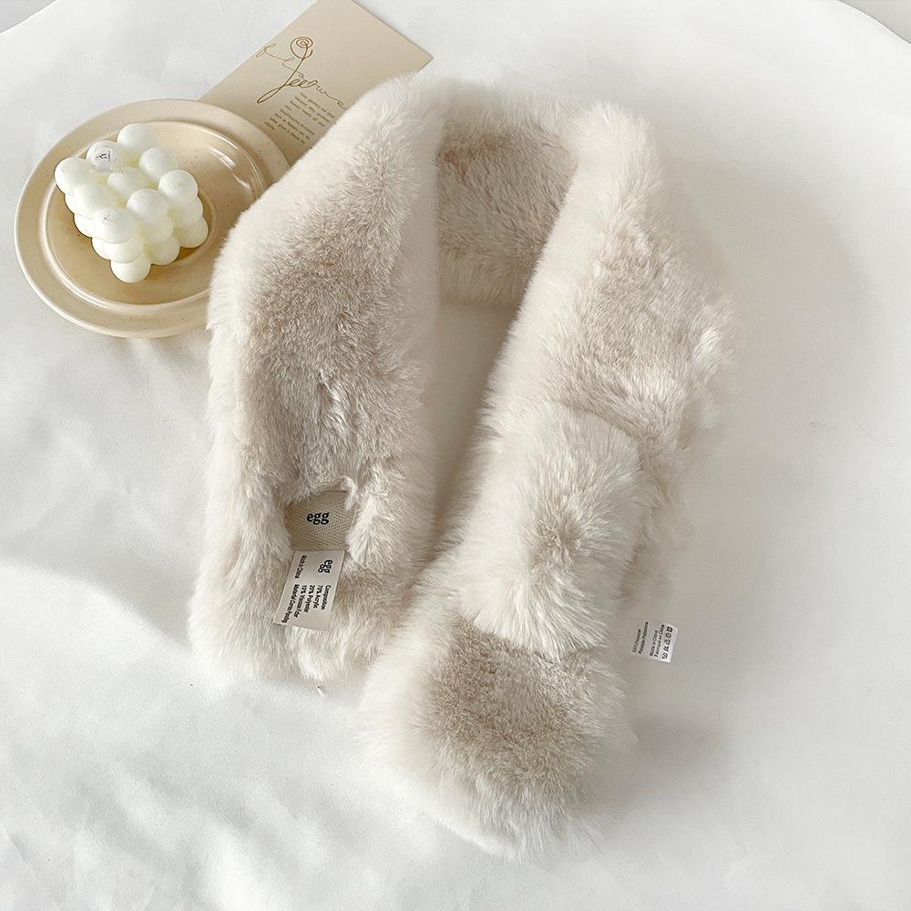 Ladies Winter Imitation Rex Rabbit Hair Scarf Double Sided Plush Thickened Scarf Ladies Warm Hair Neck Cover Shawl