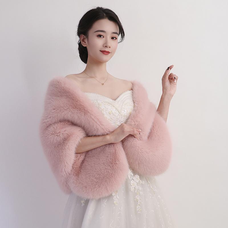 Imitation Fur Shawl Women's Autumn and Winter Imitation Mink Hair Fox Fur Collar Dress Cheongsam Cape Short Coat Tide